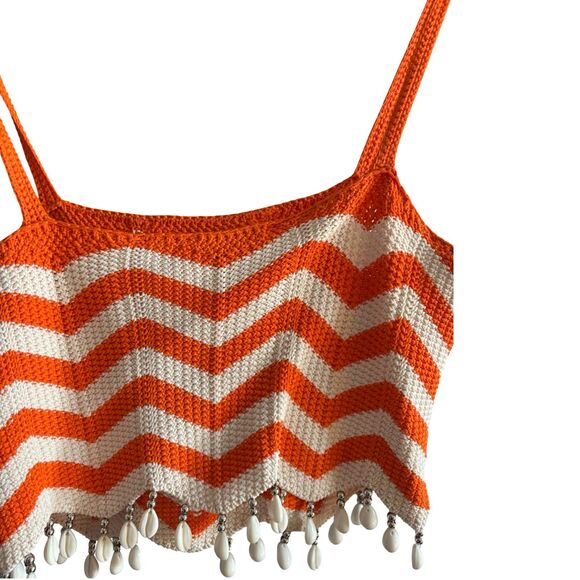 Sandro NWOT Cassandre Chevron Stripe Knit Crop Top - Picture 12 of 13